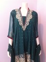 Pakistani Designer Dark Green Peach Pink Dull Gold