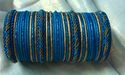 Indian Glass Lakh Bangle Set Dark Ferozi & Gold Sa