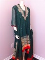 Pakistani Designer Dark Green Peach Pink Dull Gold