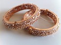 14K Gold Plated Small Pearls Zarqonia Cuff Bangle 