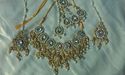 Indian Gold Platted Necklace Set Earrings White St