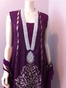 Pakistan Designer Purple Crepe Banarasi Chiffon Sc