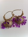 Antiq Beaded Zarqonia Purple Stones Jumka Earrings