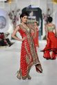 Pakistan Designer Banarsi Chiffon Red Gold Emblish