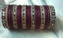 Indian Glass Lakh Bangle Set Gold Maroon Mirror Pa