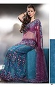 Bollywood Indian BLue Net Saree with Shimmering Sk