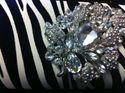 Silk Animal Print Clutch Stone Belt Silver Brooch 