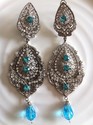 Antique Silver Amazin Earring Long Art Cubic Zarqo