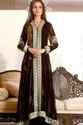 Pakistan Designer Brown Velvet Handwork Outfit Thr