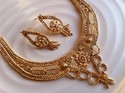 Indian 14ct Gold Platted Necklace Set Earrings Art