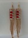 9ct Gold Platted Cubic Zarqonia Red Stones Dangle 