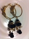 Indian Black Long Flower Earrings Gold Platted Sar