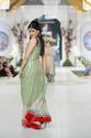 Pakistan Designer Chiffon Olive Green Red Velvet A