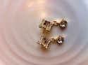 14k Gold Platted Brown Cubic Zarqonia Stone Earrin