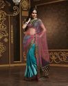 Indian Blue Pink Designer Saree Sequins Thread wor