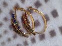 Exclusive Designer Mulit Stone Gold Earrings Hoop 