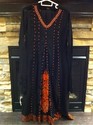 Pakistan Black Orange Georgette Beaded Frock Salwa