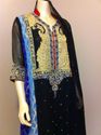 Pakistan Designer Black Chiffon Pearl Stones Chiff