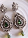 Antique Silver Fashion Earring Long stone Cubic Za