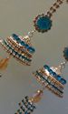 Gold Platted Cubic Stones Hoop Light Blue &  Gold 