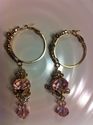 Indian T-Pink Long Flower Earrings Gold Platted He