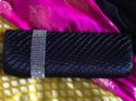 Black Rhinestone Silk Partywear Purse Handbag Styl