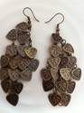 Copper Leave Pattern Earrings Set hangings Tribal 