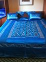 Pakistan Wedding Bad sheet Set Royal Blue Silk NEW