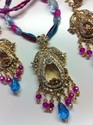 Indian 14ct Gold Plated Trendy Purple Necklace Ear