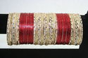 Indian Glass Bangle Set Red Gold 2.6 New Salwar To