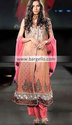 Pakistan Designer Candy Pink Anwen Banarasi Crinkl