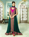 Pakistan Designer Luxurious Long Dress Dark Green 