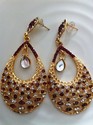 Indian Gold Platted Antique Style Red Earrings Sal