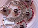 Silver Platted Cubic Zarqonia Maroon Stones Pearl 