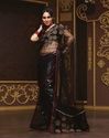 Indian Black Net Designer Saree Sequins and Thread