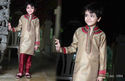 Indian Kid's Sherwani Kurta Light Brown Maroon Com
