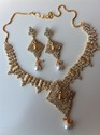 Indian Gold Plated Necklace Earrings Clear Zarqoni