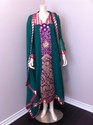 Pakistani Green Chiffon Purple Velvet Outfit Gold 