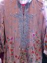 Pakistan Tan Chiffin Thread Silver Outfit Salwar N