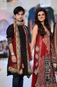 Pakistan Designer Chiffon Cadmium Red Black Appliq