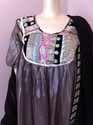 Pakistani Gray Silk Shimmering Long Outfit Black S