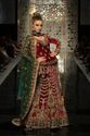 Pakistani Designer Bridal Maroon Green Velvet Leha