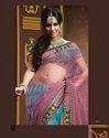 Indian Blue Pink Designer Saree Sequins Thread wor