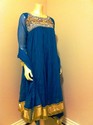 Pakistan Designer Dark Blue Chiffon Front Back Han