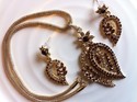 Antique Gold Platted Brown Cubic Zarqonia Stone Ne