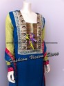 Pakistani Blue Chiffon Outfit Long Churidaar Sleev