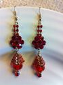 Indian Hot Red Long Flower Earrings Gold Platted H