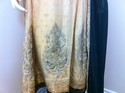 Pakistani Beige Banarasi Silk Outfit Dark Green Sc