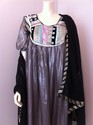 Pakistani Gray Silk Shimmering Long Outfit Black S