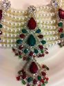 Pakistan Designer Pearl Zarqonia Red Green Bridal 